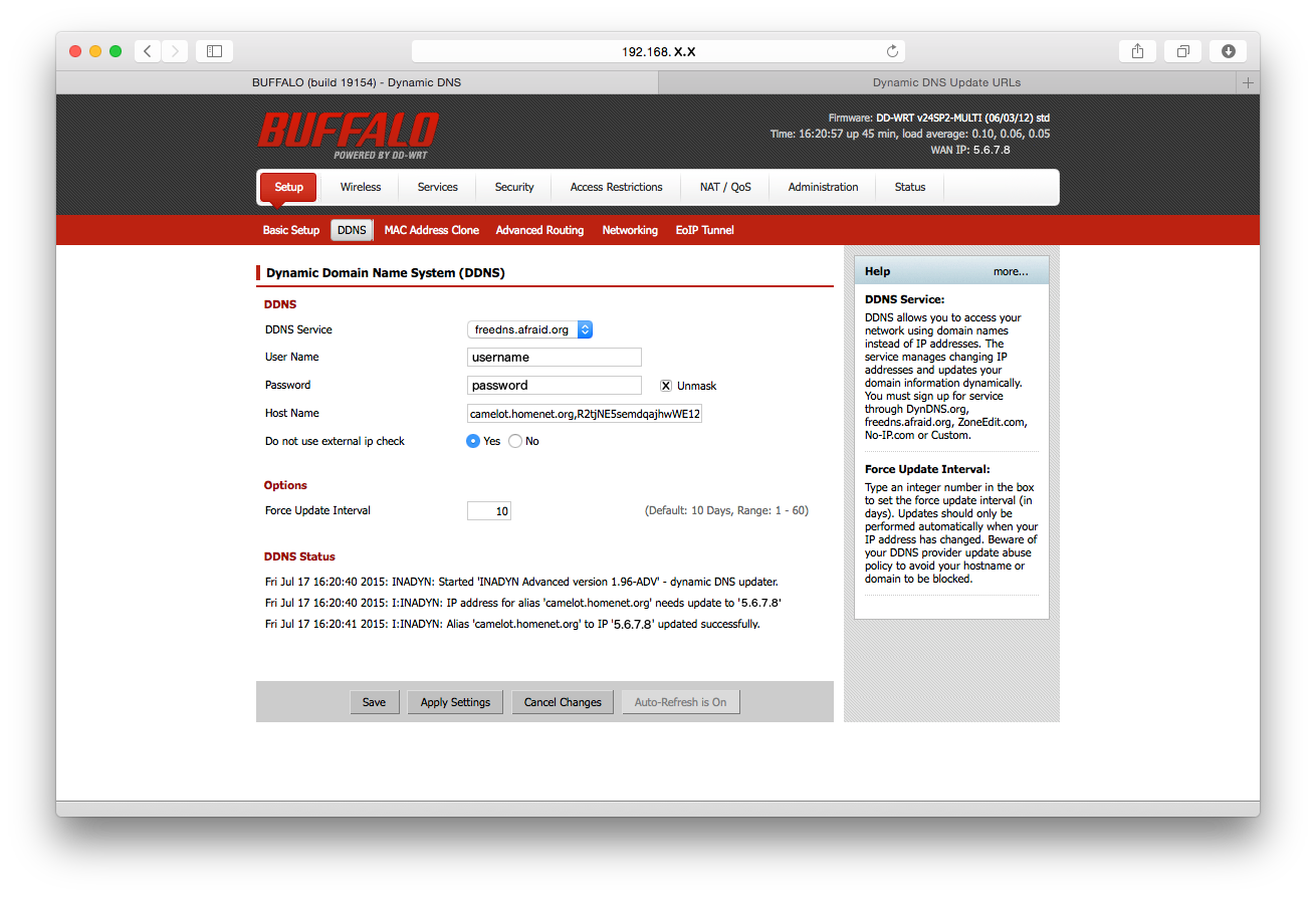 Apply set. FREEDNS. Как настроить DDNS на er 75i.